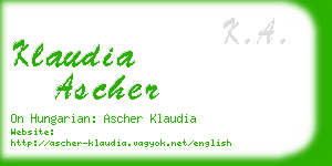 klaudia ascher business card